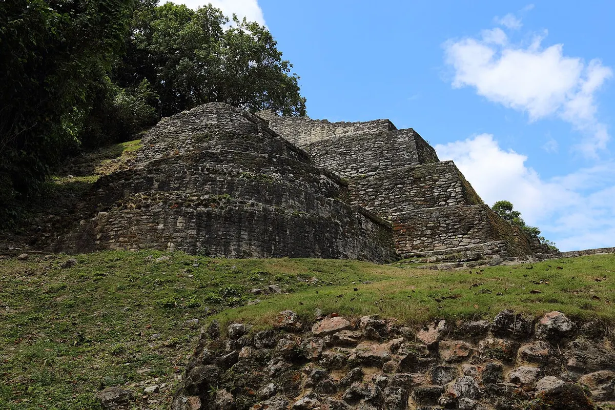 The Jaguar Temple at Lamanai among Belize's forest