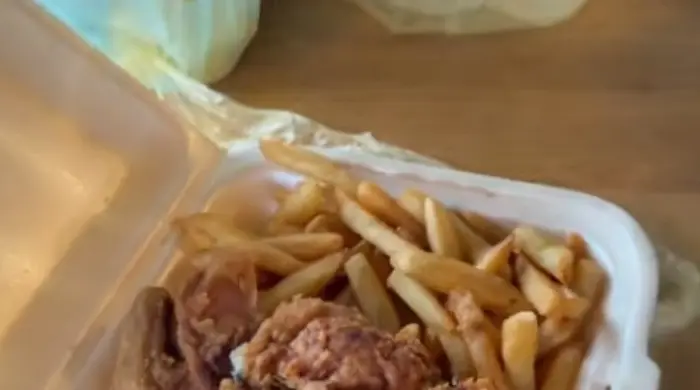Fried chicken takeaway · video still by Merrin Sofsky
