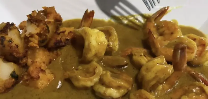 Lobster and coconut-curry shrimp in Caye Caulker