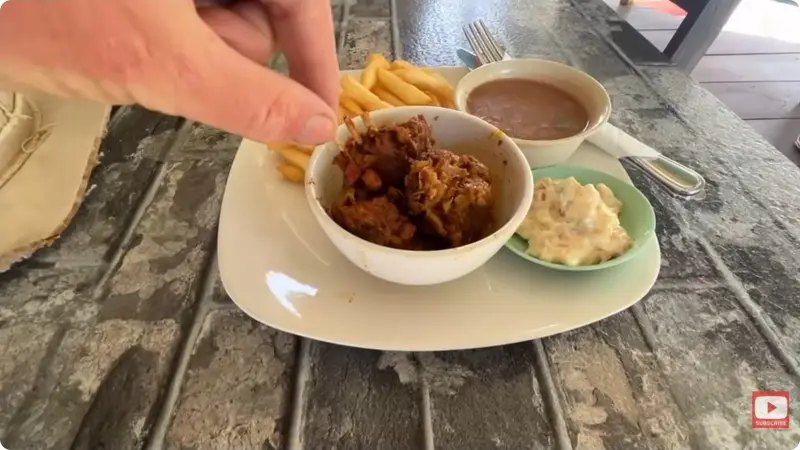 Gibnut meal with fries and sides in Walter on Tour’s Hopkins visit