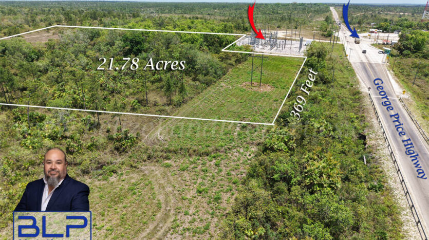 21.78 Acres with George Price Highway frontage at La Democracia