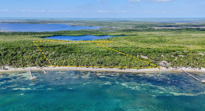 29 Acre Beachfront with 862 ft of White Sand Beach on Northern Ambergris Caye