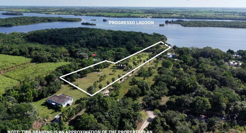 3 acre Lagoon Front parcel with small Home, Corozal District, Belize