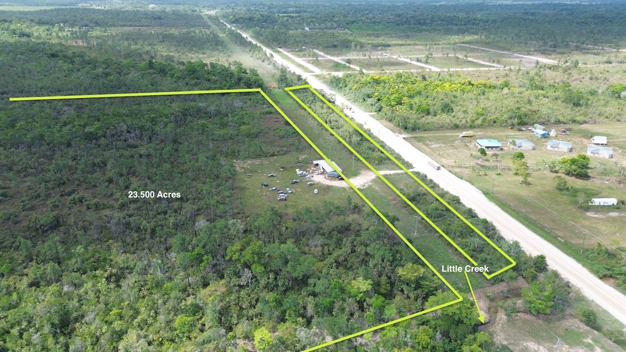 PF0065 – 24 + Acres with 409 Ft Highway Frontage – Prime Farmland Near Hopkins & Dangriga