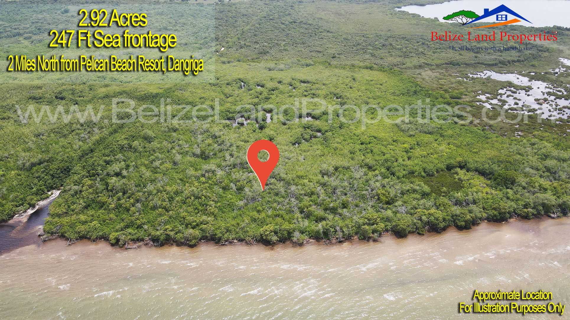 BELIZE BEACHFRONT FOR SALE- 2.92 ACRES NORTH OF PELICAN BEACH RESORT, DANGRIGA! SC110