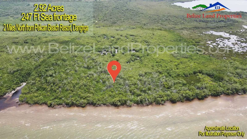 BELIZE BEACHFRONT FOR SALE- 2.92 ACRES NORTH OF PELICAN BEACH RESORT, DANGRIGA! SC110