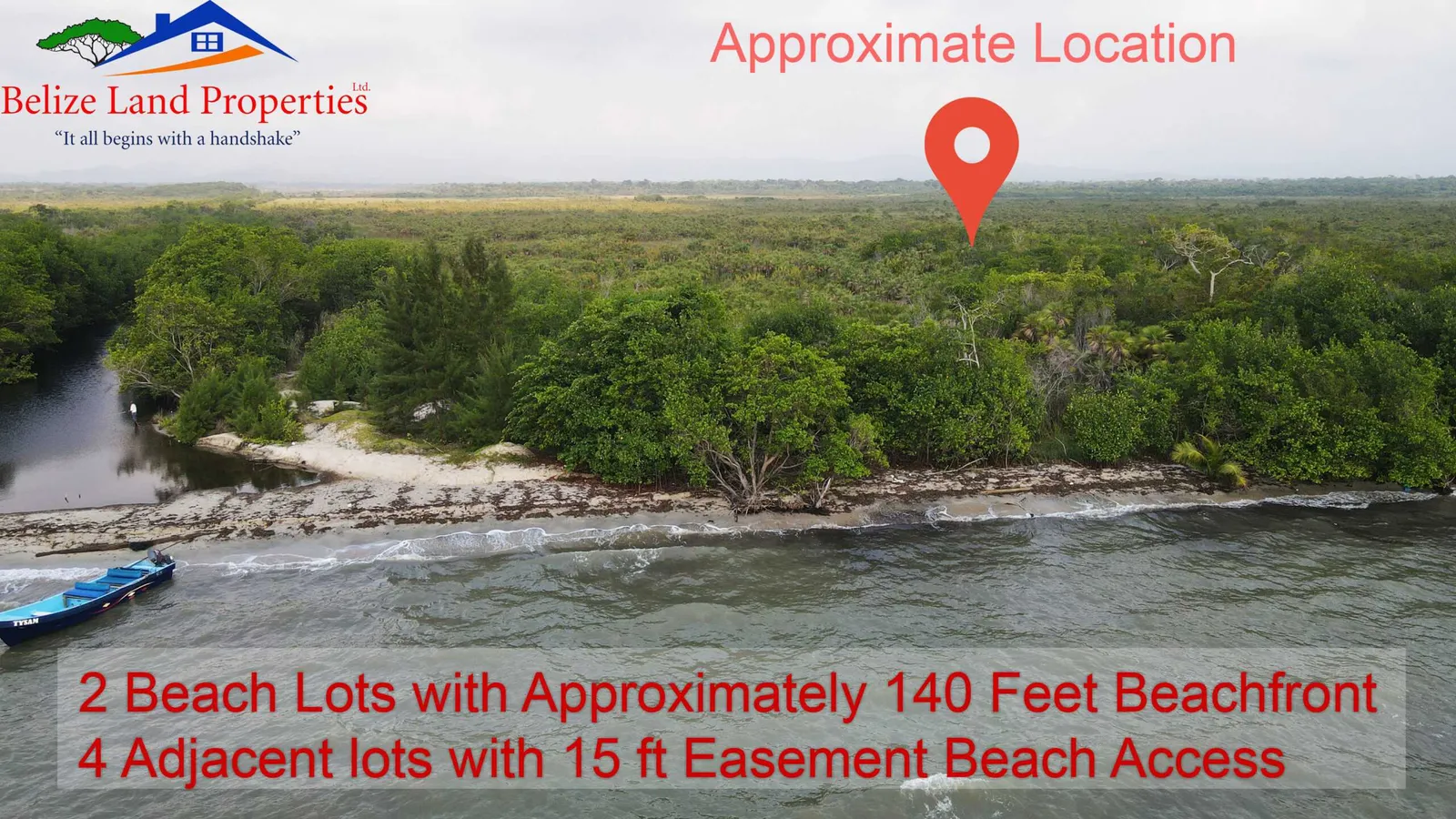 SC107: 2 BEACHFRONT LOTS WITH 140 FEET TOTAL FRONTAGE ON CARIBBEAN SEA WITH 4 ADJACENT LOTS WITH A 15 FOOT EASEMENT TO THE CARIBBEAN SEA! BELIZE REAL ESTATE!