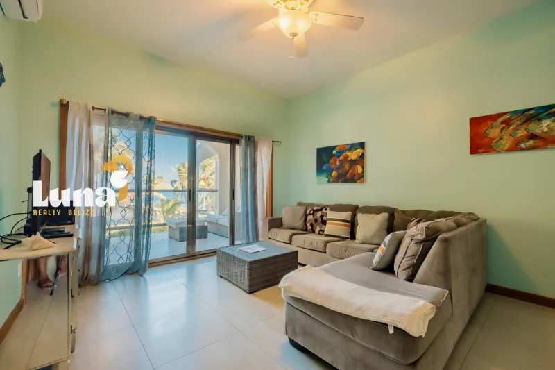 2nd Floor 2BR/2BA Beachfront Corner Unit + Rental Income – Ambergris Caye, Belize – D2 at Blue Water Beach