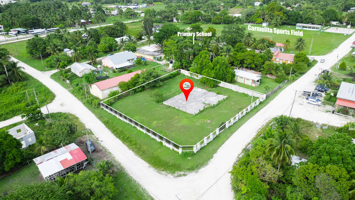 Prime Large Corner lot with incomplete Concrete Fenced, Foundation and Floor Slap in Carmelita Village Orange Walk District in Northern Belize