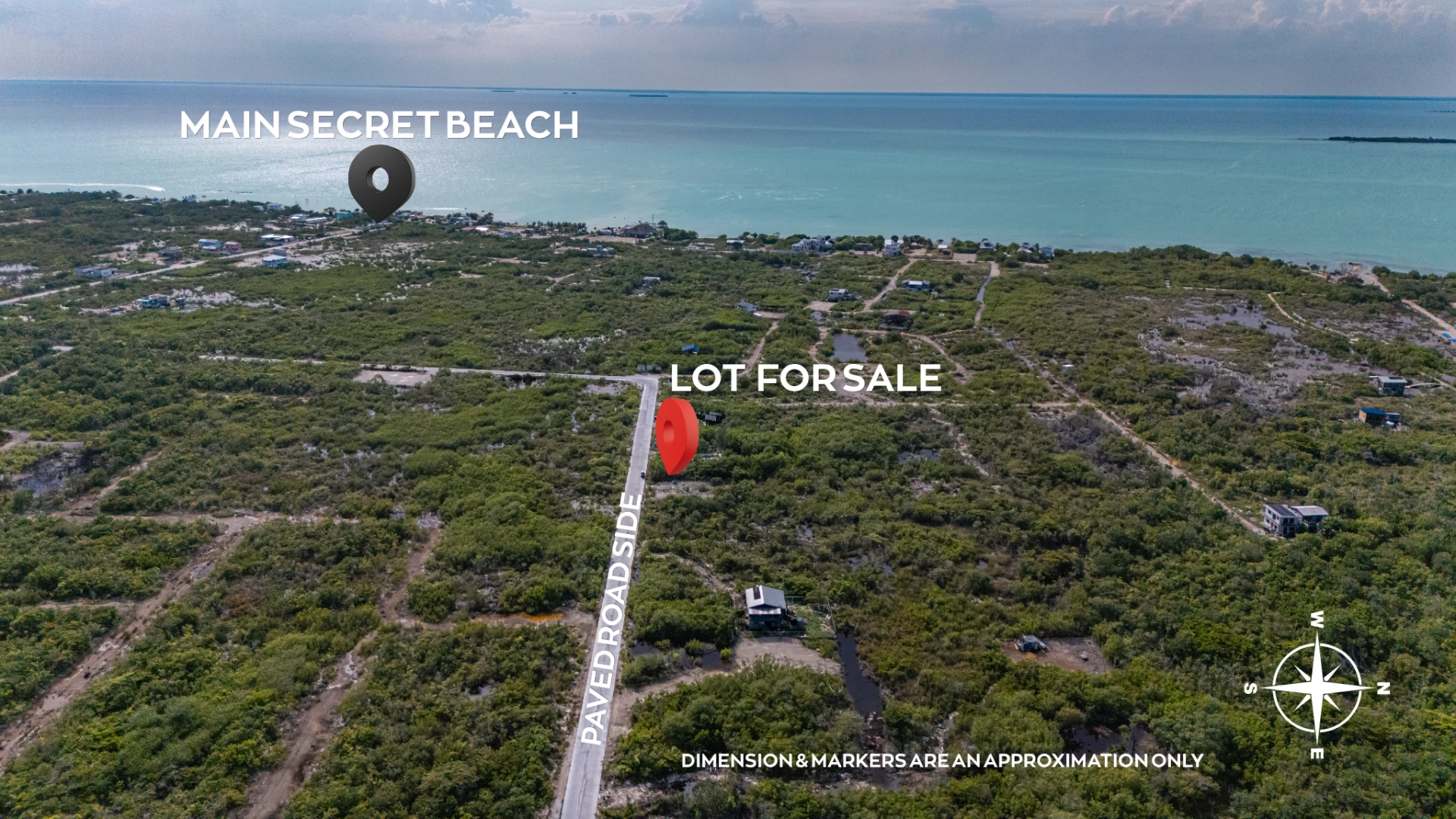 Paved Road front Land Near Secret Beach, Ambergris Caye, Belize