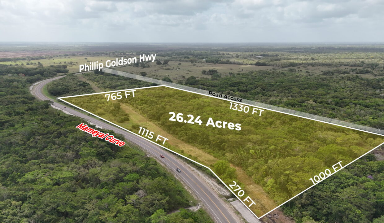 Prime 26.24-Acre Highway Front Commercial Property – Orange Walk District, Belize