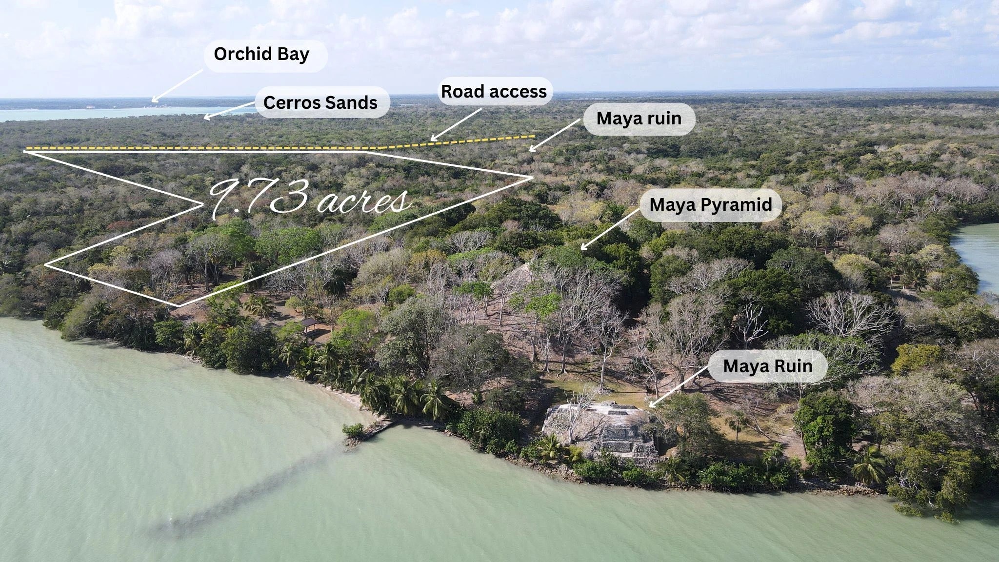 PL0081 – 9.73 acres of Beachfront at Cerros Peninsula, Beside Maya Ruins