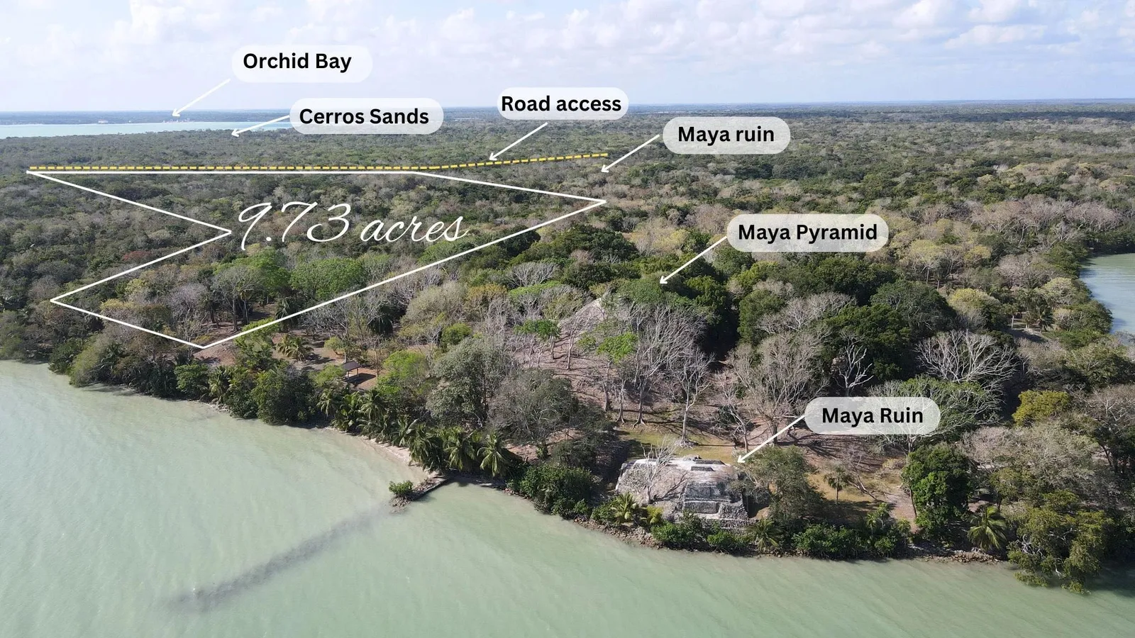 PL0081 – 9.73 acres of Beachfront at Cerros Peninsula, Beside Maya Ruins