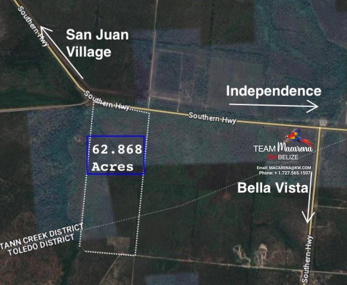 62.9 Acres Four Miles West of Independence Stann Creek District