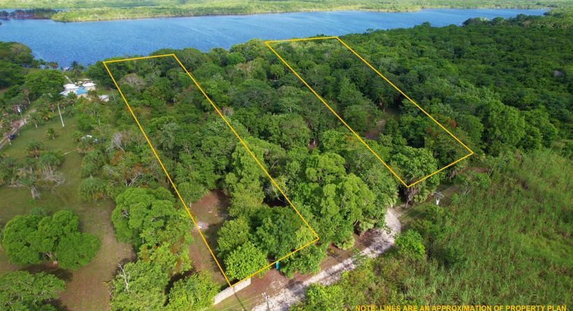 Two - 1.9 acre Lagoon Front lots in Progresso Village, Corozal District
