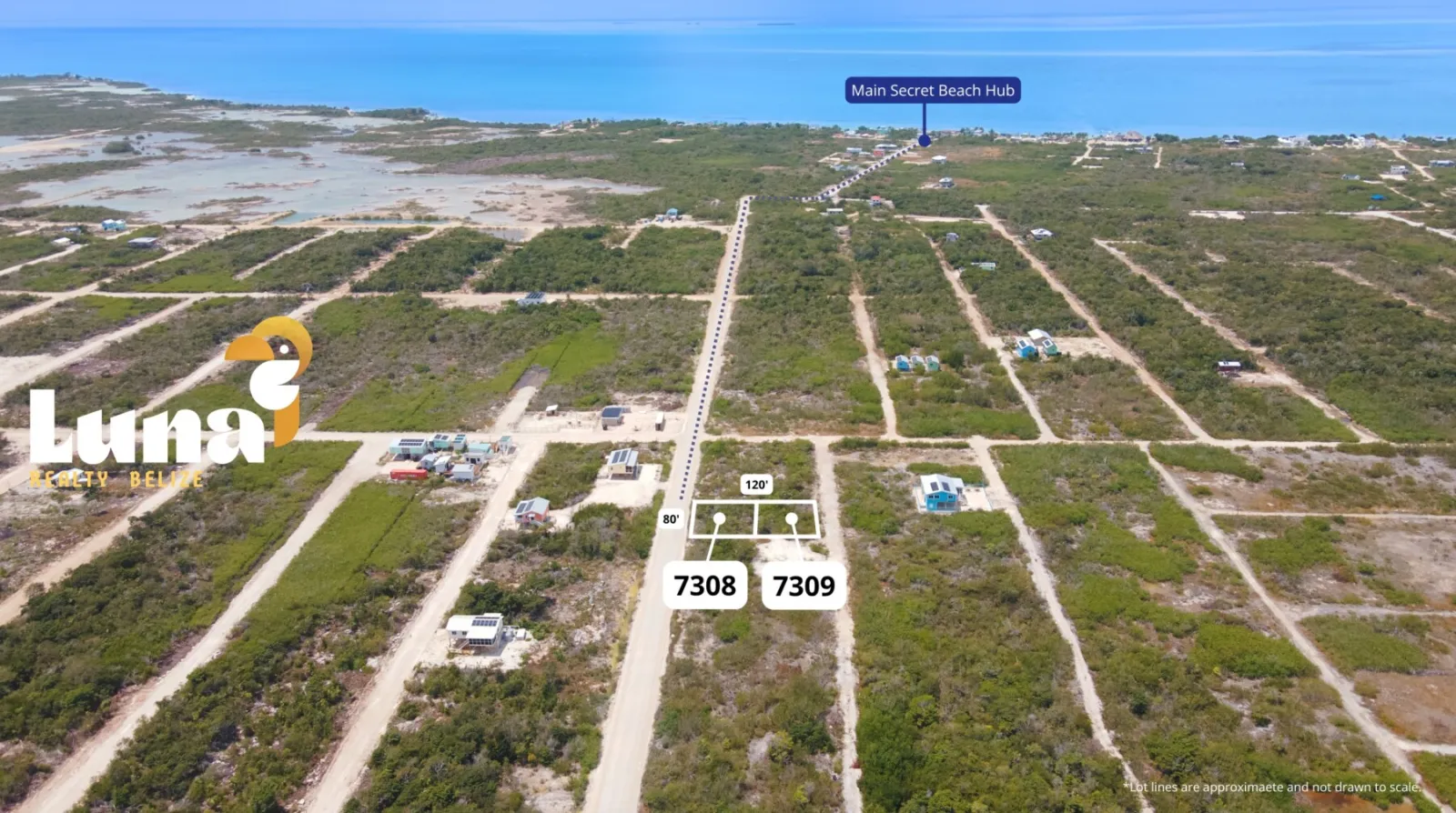 Two Prime Adjacent Lots (7308 and 7309) at Secret Beach – Grand Belizean Estates