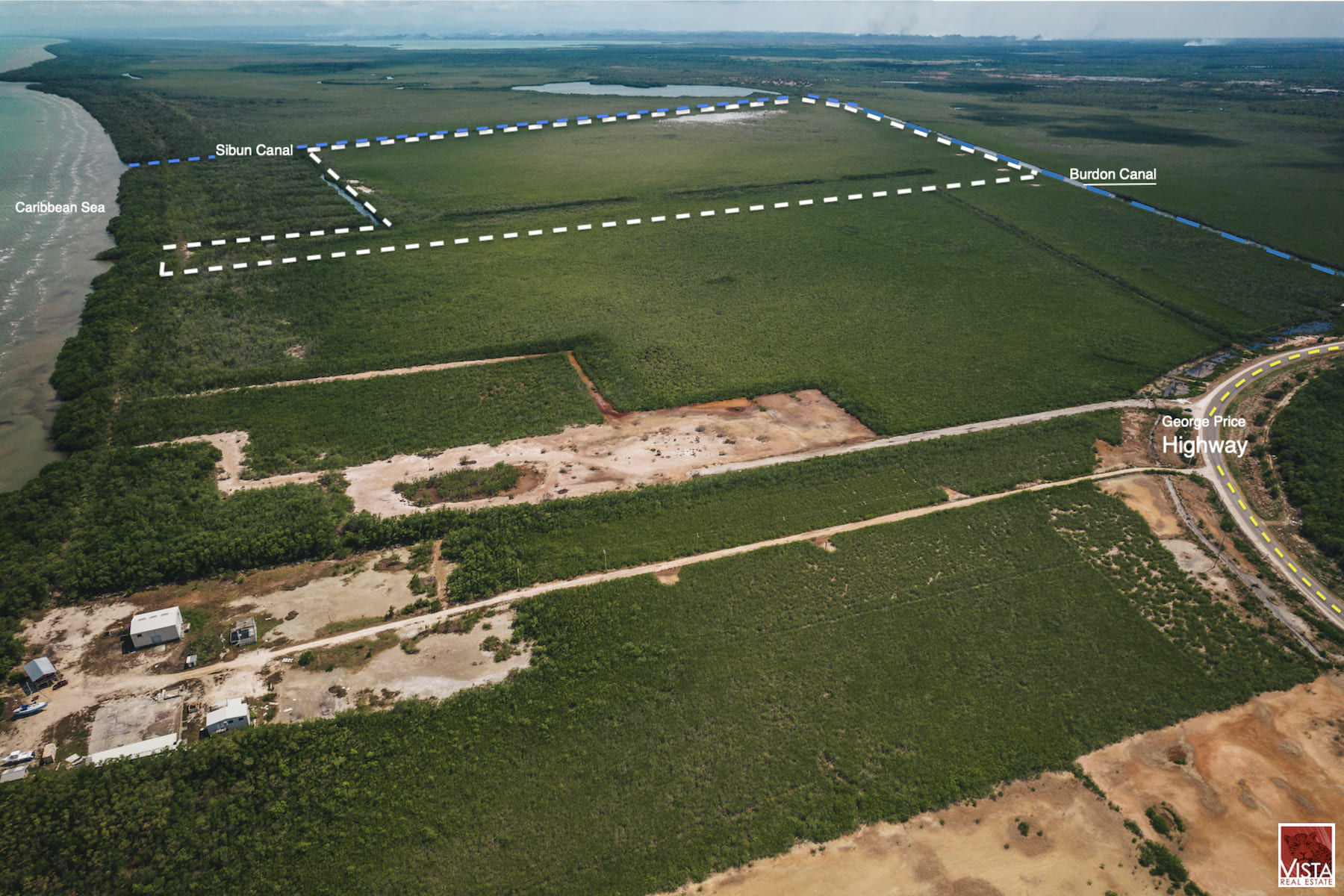 362.119 Acres surrounded by Canals by the Sea & off the George Price Highway