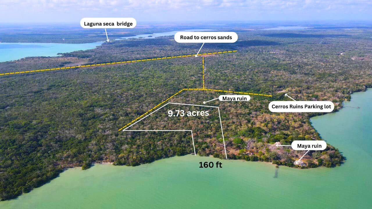 9.73 acres of beachfront, beside Maya Ruins- Cerros Peninsula