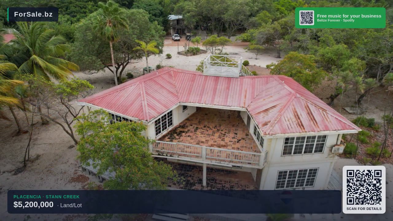 13 Acres with 400ft of Beachfront in Placencia